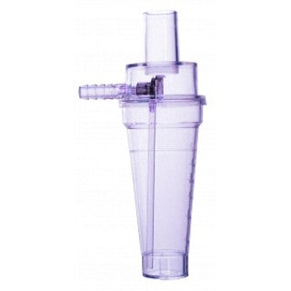 Clear plastic hand piece bottom on a white background