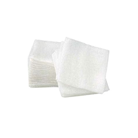 Two white gauze pads on a white background